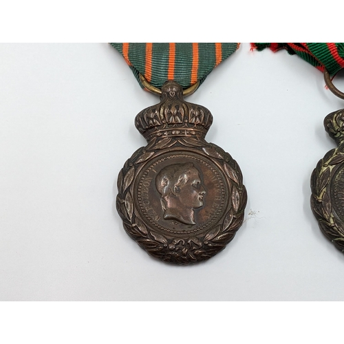 2151 - A pair of French Napoleon III 1857 - 1870 Saint Helena military medals