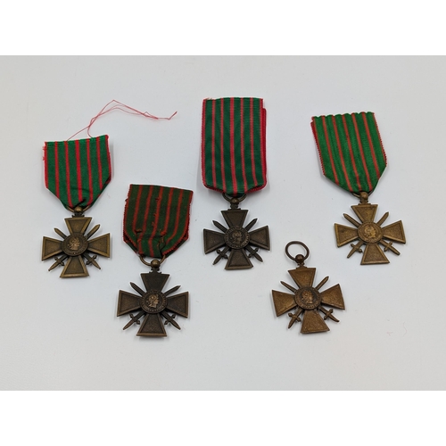 2156 - Five WWI French Croix de Guerre military medals