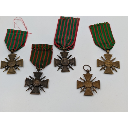 2156 - Five WWI French Croix de Guerre military medals