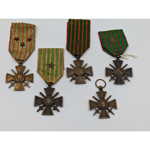 2157 - Five WWI French Croix de Guerre military medals