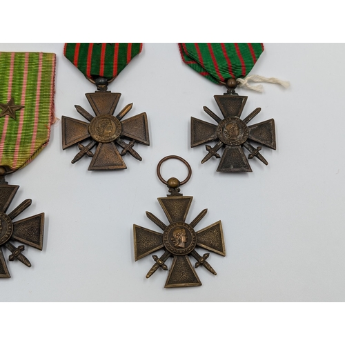 2157 - Five WWI French Croix de Guerre military medals