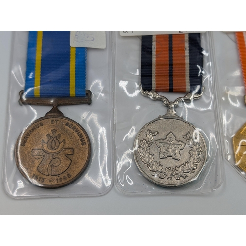 2162 - Six South African military medals to include Prison Service, General Service, Pro Patria etc.