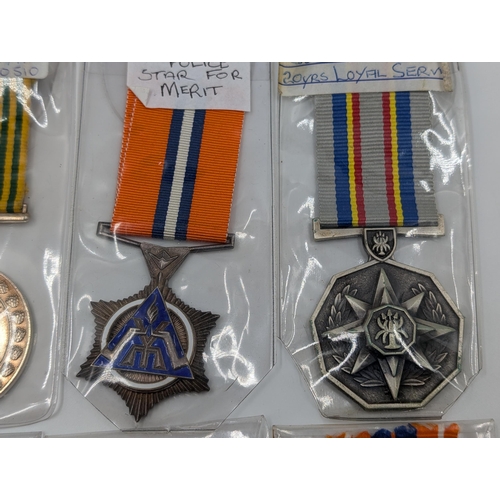 2162 - Six South African military medals to include Prison Service, General Service, Pro Patria etc.