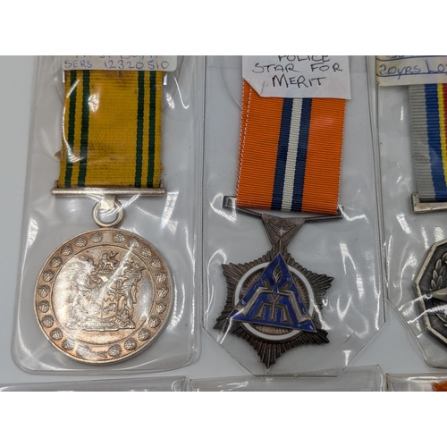 2162 - Six South African military medals to include Prison Service, General Service, Pro Patria etc.