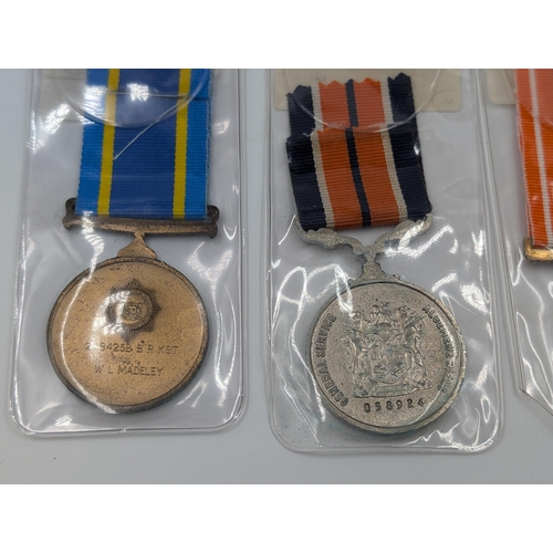 2162 - Six South African military medals to include Prison Service, General Service, Pro Patria etc.