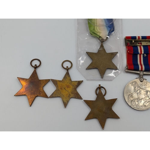 2163 - Six WWII British military medals, four The Star and one The Star and War pair