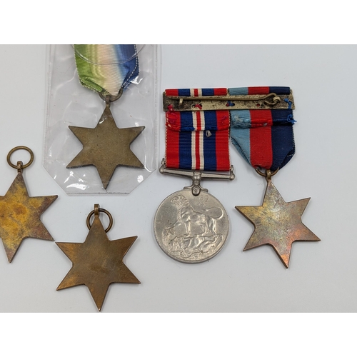 2163 - Six WWII British military medals, four The Star and one The Star and War pair