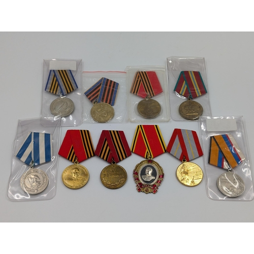 2166 - Ten Russian military medals to include 100 year Anniversary of the Soviet Marshall George Zhukov etc... 