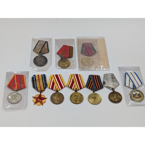 2167 - Ten Russian military medals to include 100 year Anniversary of the Soviet Marshall George Zhukov etc... 