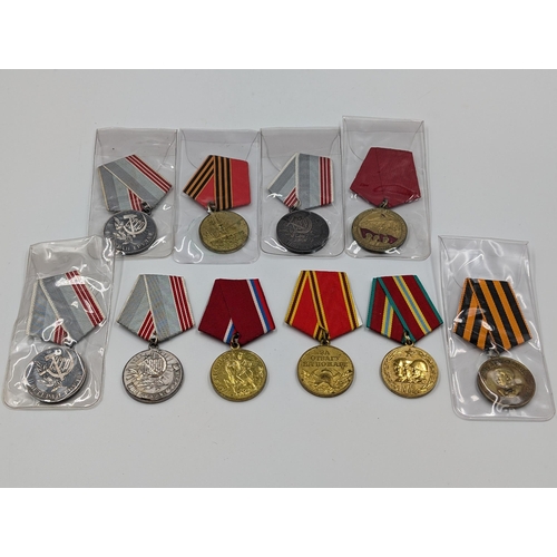 2169 - Ten Russian military medals to include Veteran of Labour, 80th Anniversary of the Great Socialist Re... 