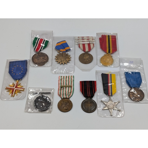 2171 - Ten military medals to include WWI Italian War, French Resistance, European Confederation etc.