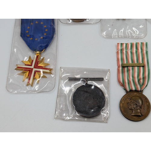 2171 - Ten military medals to include WWI Italian War, French Resistance, European Confederation etc.