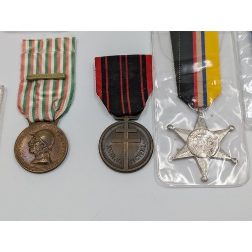 2171 - Ten military medals to include WWI Italian War, French Resistance, European Confederation etc.