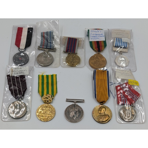 2172 - Ten military medals to include India Sangram, Zimbabwe Independence, Namibia Commendation etc.