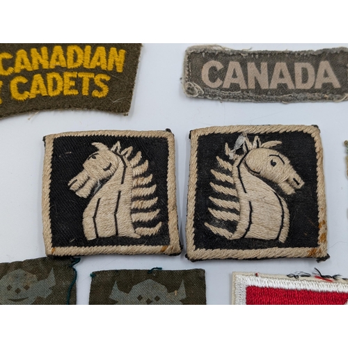 2176 - Ten embroidered military cloth patches to include Royal Canadian Army Cadets, 4th Queen's T, Lincoln... 