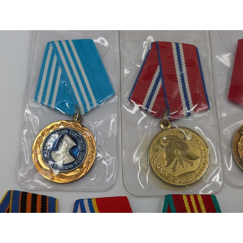 2210 - Ten Russian military medals to include Southern Group of Forces, Impeccable Service, 150 years of Fi... 