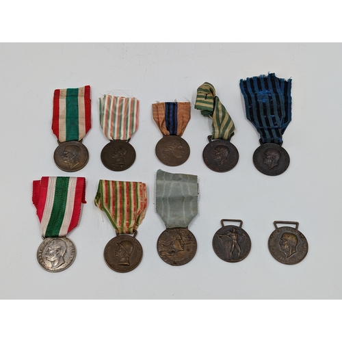 2215 - Ten Italian military medals to include WWII Ethiopia Campaign, WWI War, War Volunteers etc.