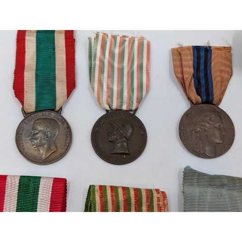 2215 - Ten Italian military medals to include WWII Ethiopia Campaign, WWI War, War Volunteers etc.