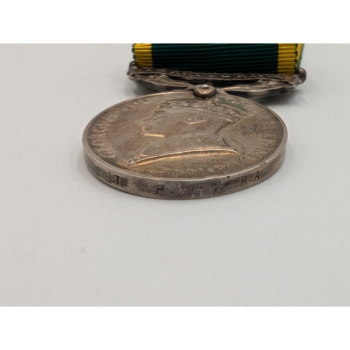 2226 - A WWII British Territorial Efficiency Medal presented to Lt. S. H. King R.A.