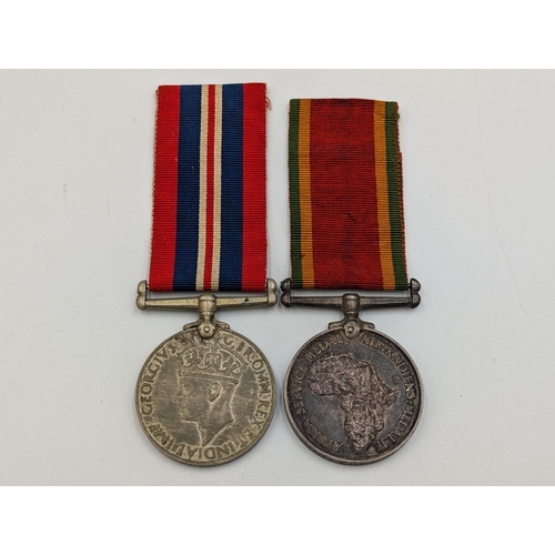 2228 - Two WWII South African War medals presented to C167653 S.A.P. Jaftha