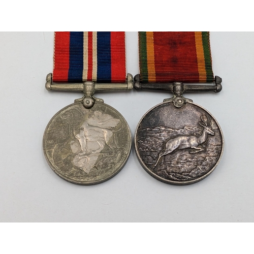 2228 - Two WWII South African War medals presented to C167653 S.A.P. Jaftha