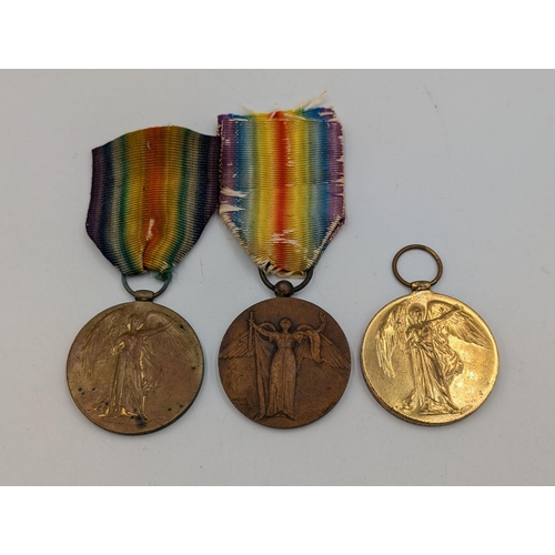 2230 - Three WWI medals, one French Victory and two British Victory presented to 235096 Spr. T. J. Lashbroo... 