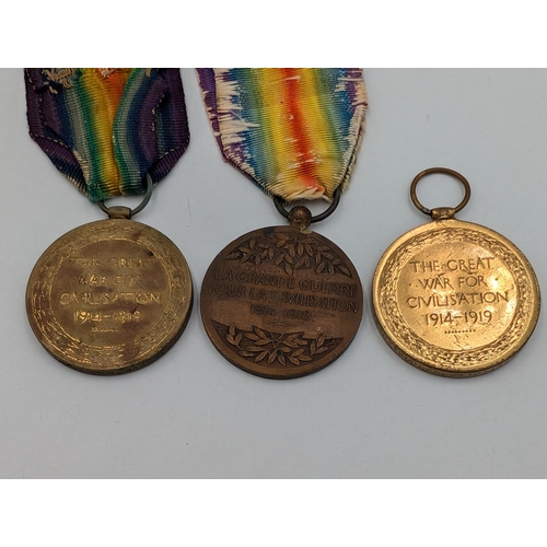 2230 - Three WWI medals, one French Victory and two British Victory presented to 235096 Spr. T. J. Lashbroo... 