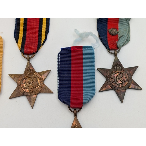 2231 - Five WWI medals, three The 1939 - 1945 Star, one The Burma Star and one The Africa Star presented to... 