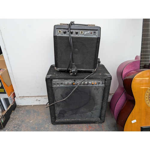 917 - Two guitar amplifiers, one Acoustic Solutions JE50 and one Squier SP10