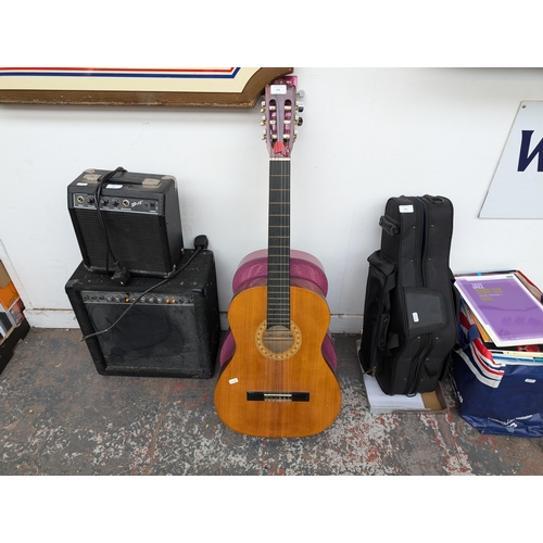 918 - Two acoustic guitars, one Hohner MC-05 full size nylon strung classical and one Chantry SGS-WSAG1-PS... 