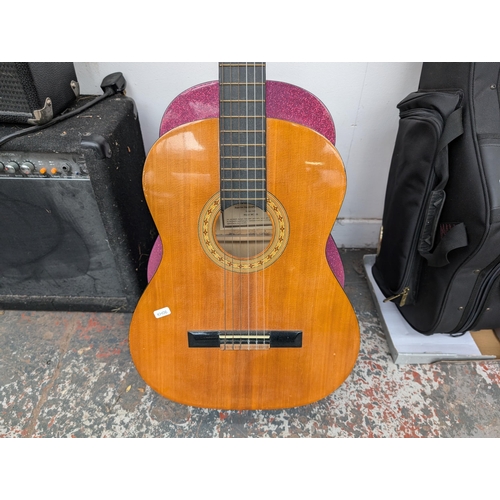 918 - Two acoustic guitars, one Hohner MC-05 full size nylon strung classical and one Chantry SGS-WSAG1-PS... 