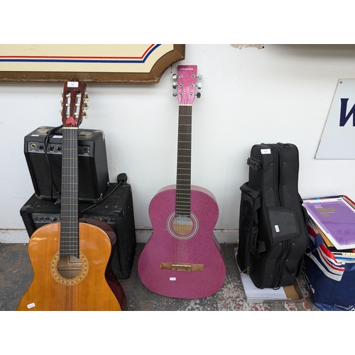 918 - Two acoustic guitars, one Hohner MC-05 full size nylon strung classical and one Chantry SGS-WSAG1-PS... 