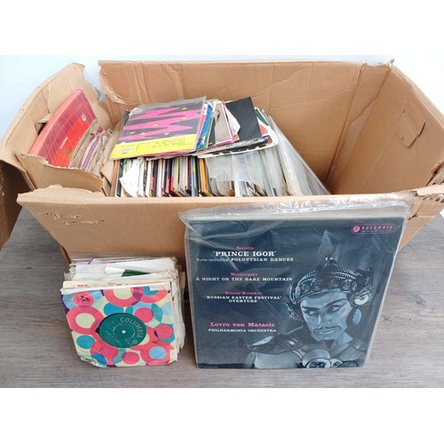 871 - A box containing shellac and vinyl records to include Borodin 'Prince Igor' (33CX 1654), Dvořák 'New... 