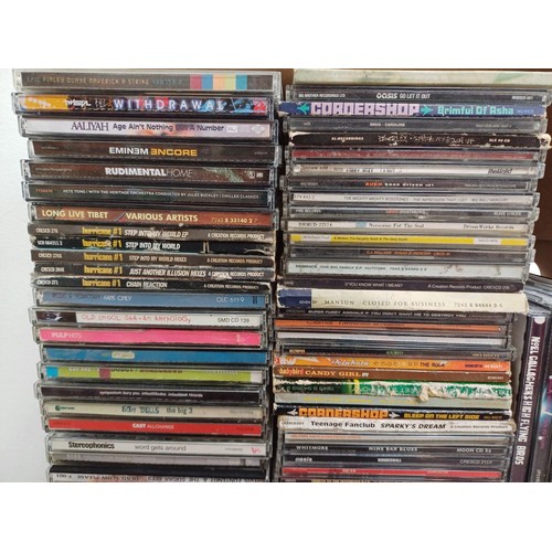 872 - A box containing a collection of CD albums and singles to include Arctic Monkeys, Foo fighters, Haim... 