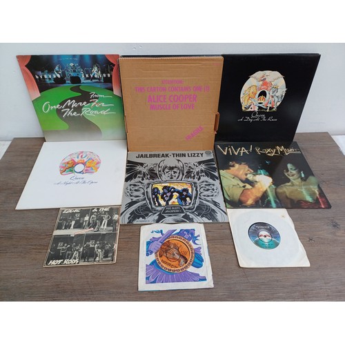 904 - A collection of vinyl records to include Lynyrd Skynyrd, Alice Cooper, Queen, Thin Lizzy, Eddie & Th... 