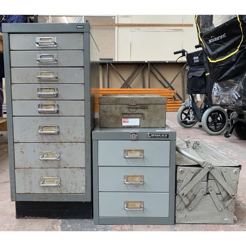 1040 - Three items, two Bisley steel office drawers containing a large selection of hand tools and one Conc... 