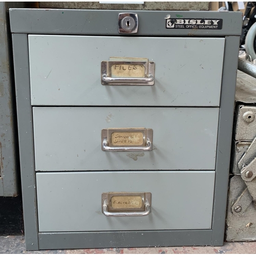 1040 - Three items, two Bisley steel office drawers containing a large selection of hand tools and one Conc... 