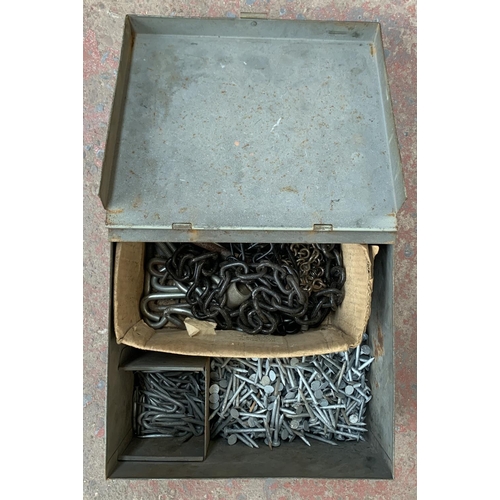 1040 - Three items, two Bisley steel office drawers containing a large selection of hand tools and one Conc... 