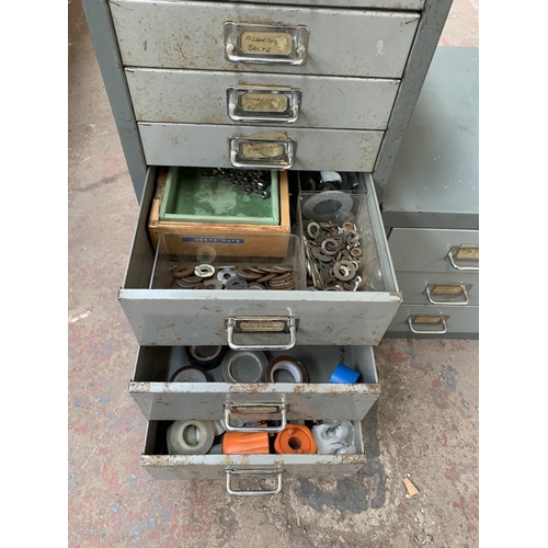 1040 - Three items, two Bisley steel office drawers containing a large selection of hand tools and one Conc... 