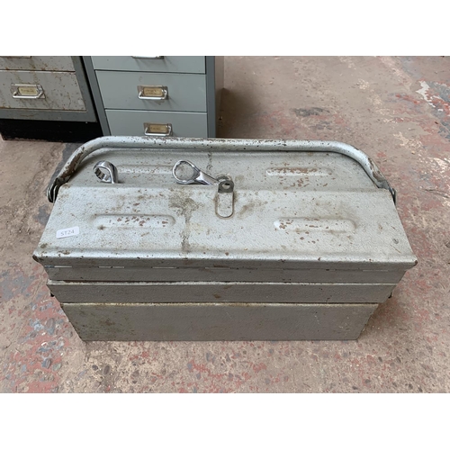 1040 - Three items, two Bisley steel office drawers containing a large selection of hand tools and one Conc... 