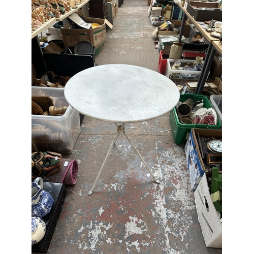 1147 - Seven items, one white painted folding metal table, two pieces of Masons ceramics, one oriental styl... 