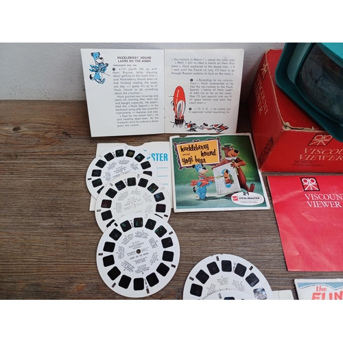 605 - A boxed vintage Paterson Viscount slide viewer with instructions and a collection of View-Master ste... 