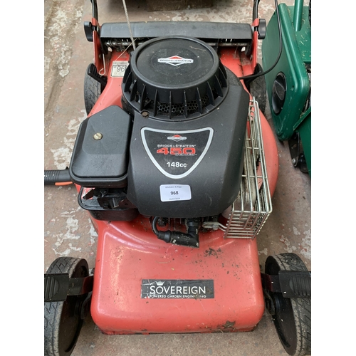 968 - A Sovereign petrol lawn mower with Briggs & Stratton engine