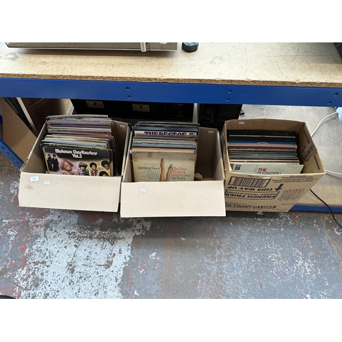 1060 - Three boxes containing vinyl records to include Motown Chartbuster no.5, The Dave Brubeck Quartet et... 