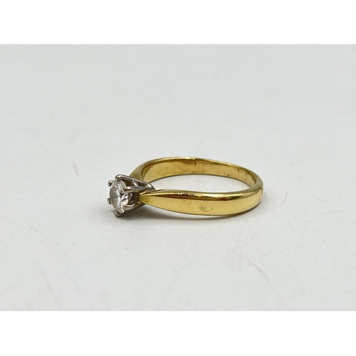 2083 - A hallmarked 18ct gold brilliant cut diamond six claw setting solitaire ring, calculated diamond wei... 