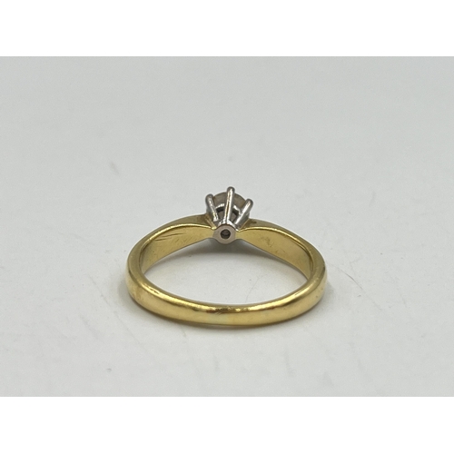 2083 - A hallmarked 18ct gold brilliant cut diamond six claw setting solitaire ring, calculated diamond wei... 