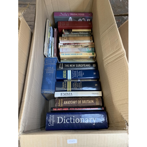 1027 - Three boxes containing books to include authors such as Anthony Sampson, Rudyard Kipling, H. E. Bate... 