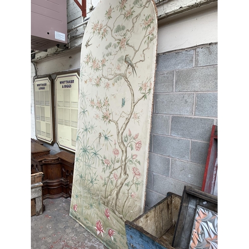 21 - A large Chinese silk watercolour on panel acquired from the Ritz Paris - approx. 320cm high x 136cm ... 