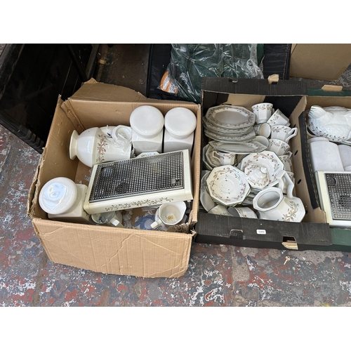 991 - Four boxes containing a large quantity of Johnson Brothers ceramics to include plates, teapots, suga... 