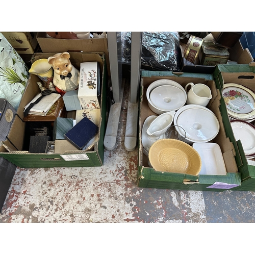 994 - Nine boxes and one bag containing Wedgwood Jasperware, Duchess Bone China, glassware, Washington pot... 